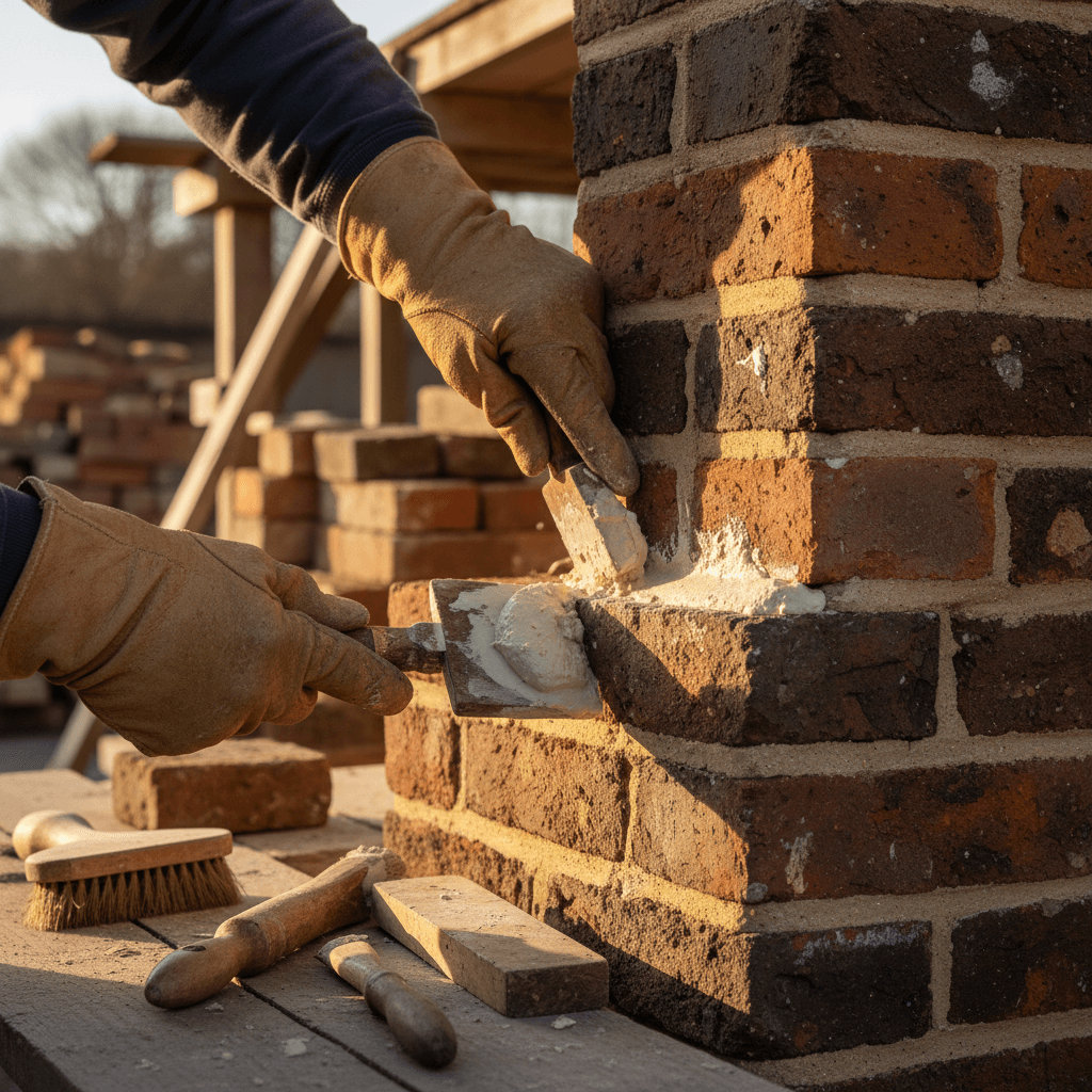 Craftsperson restoring historic brick masonry