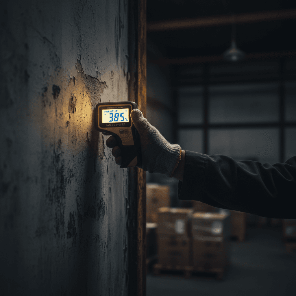 Feuchtemessung an beschädigter Wand