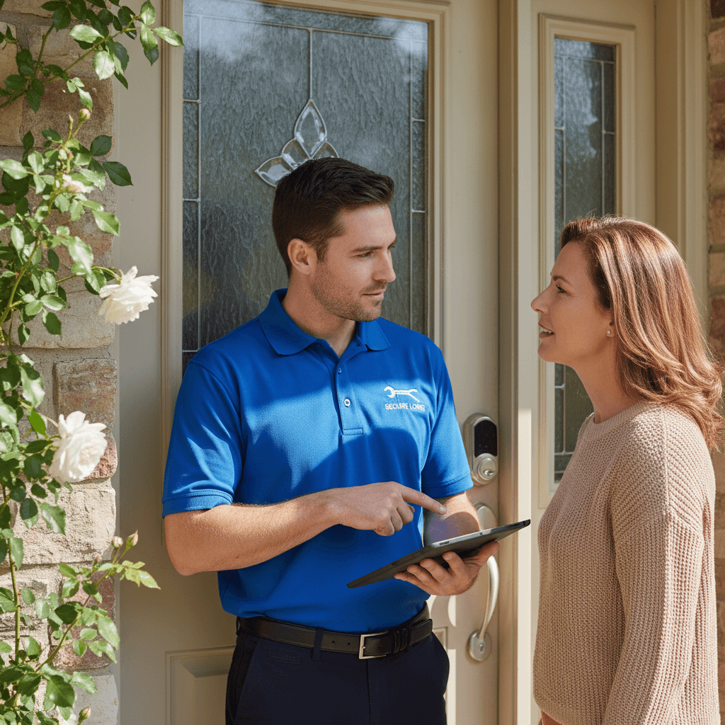 Security consultation between locksmith and customer