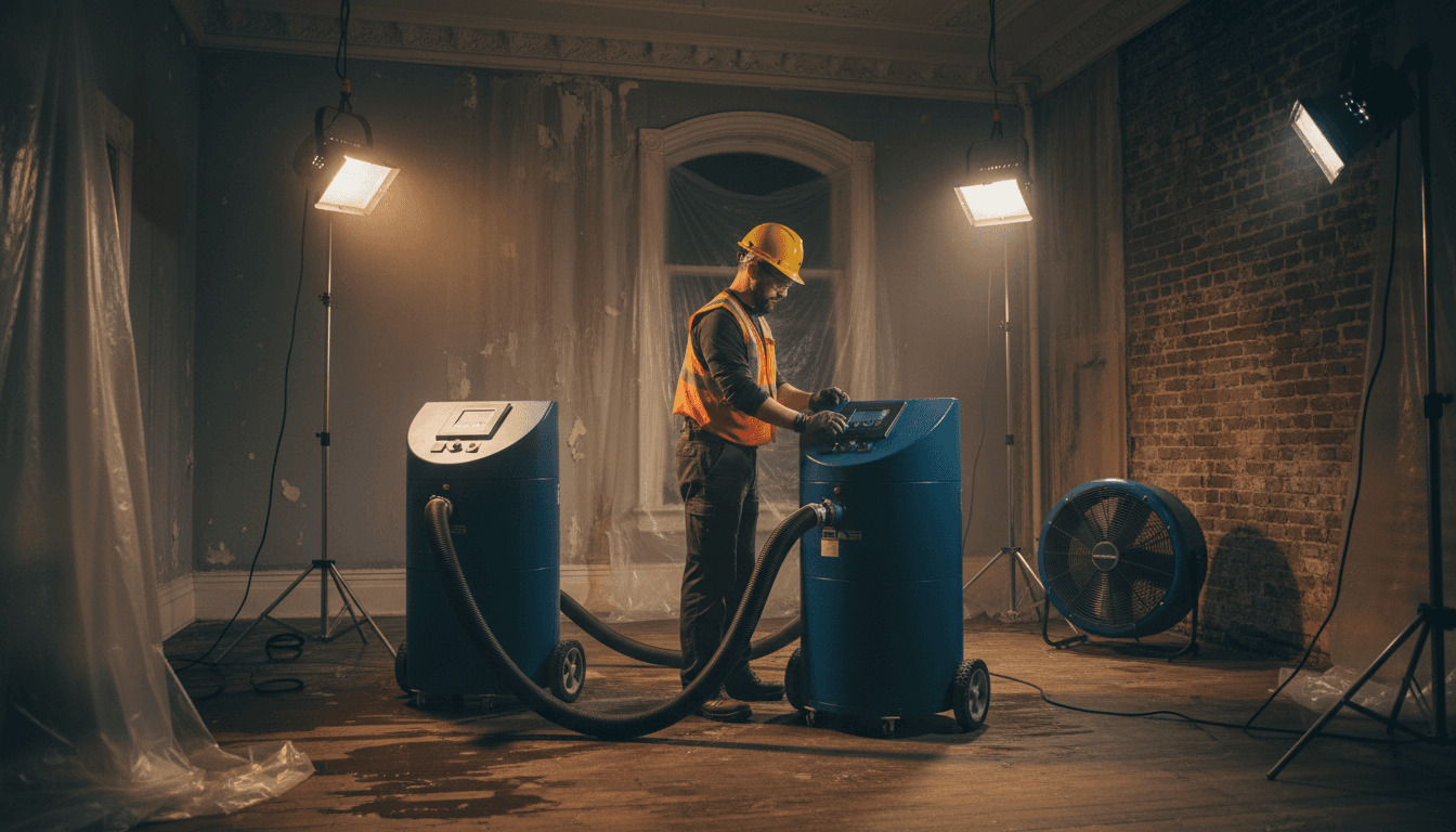 Wasserschadensanierung mit Trocknungsgeräten in einem Altbau in Bremen